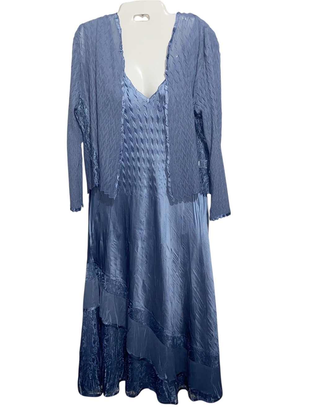Komarov Dress W/ Jacket Medium Charmeuse Satin Wedding Mother Of Bride Fairy